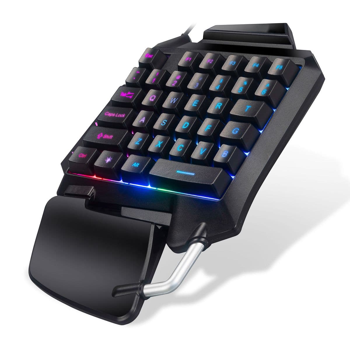 RGB One Hand Keyboard, TSV Gaming Keyboard Single-Handed 35 Keys for PC, Portable Mini Left Hand 