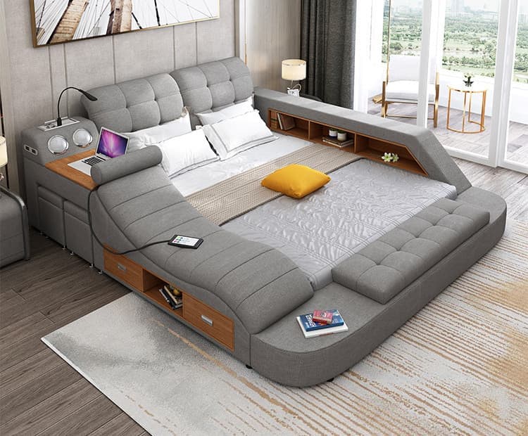 The Ultimate Bed With Integrated Massage Chair, Speaker and Desk