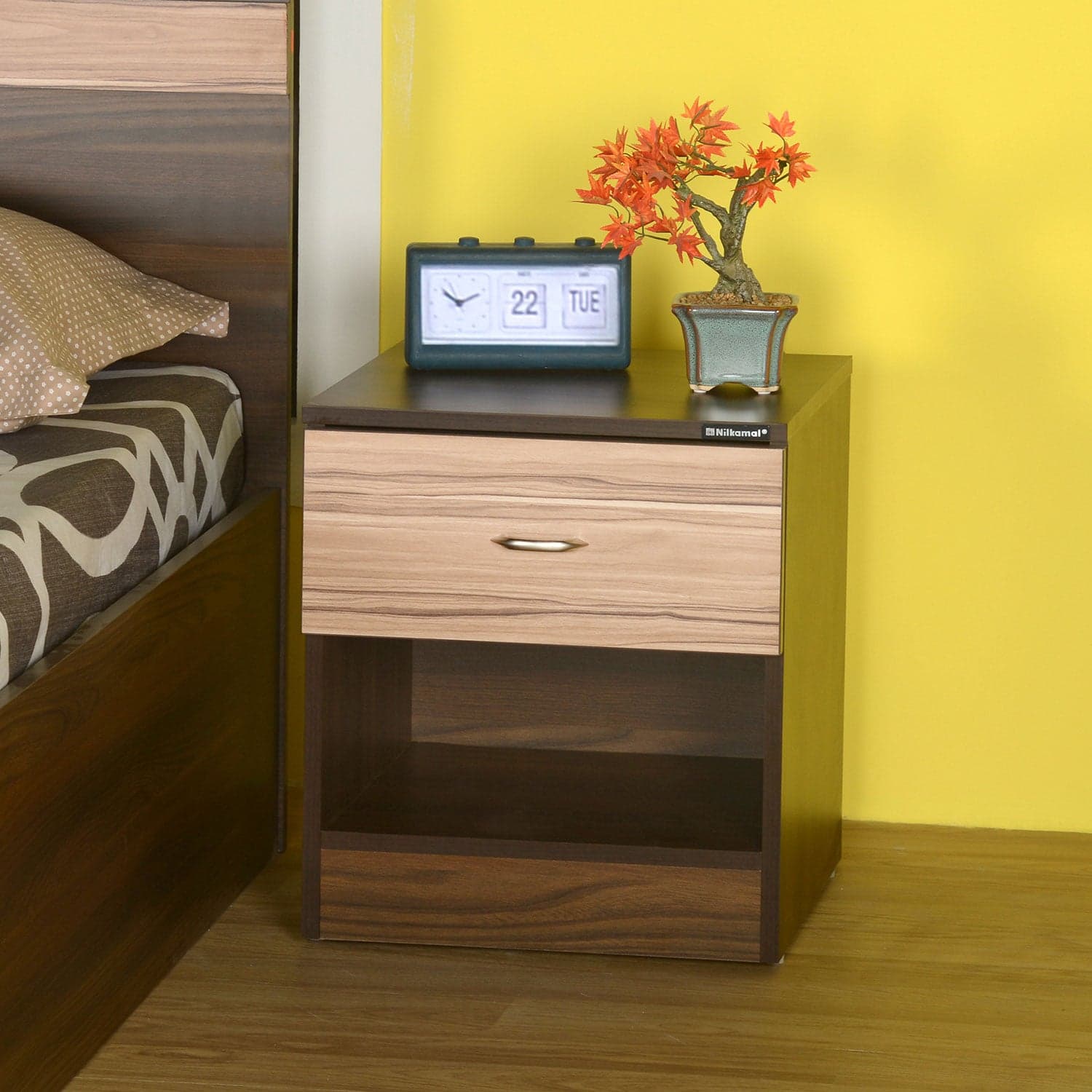 Nilkamal Teana Bed Side Table (Classic Walnut)