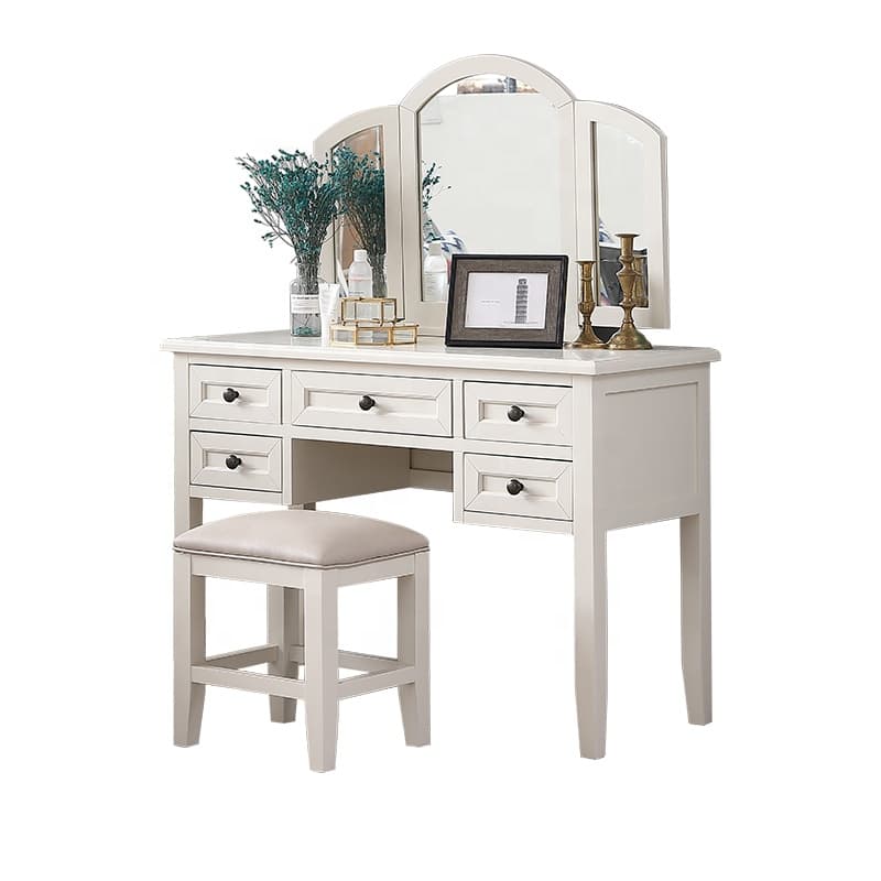 American Country Style Modern Designs White Wooden Dressing Table