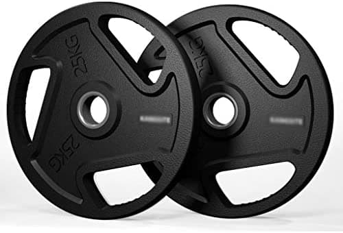 Weight plates 2pcs Cast Steel Barbell Weight Plate Rubber Skin Pattern 5cm Hole Olympic Dumbbell Weight Plates for Home